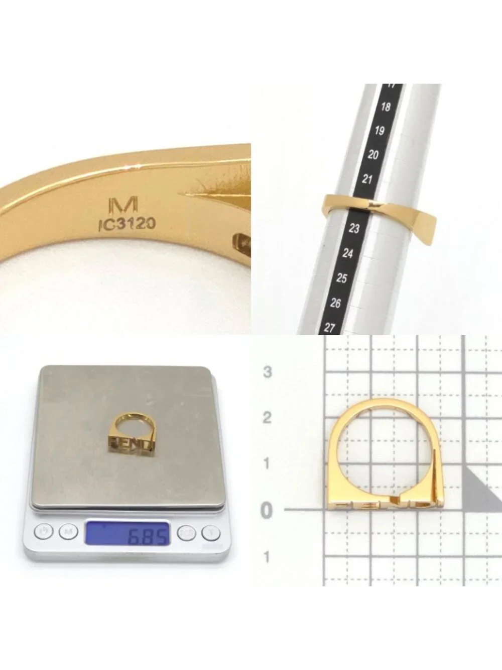 Fendi Letter Ring Logo M Gold